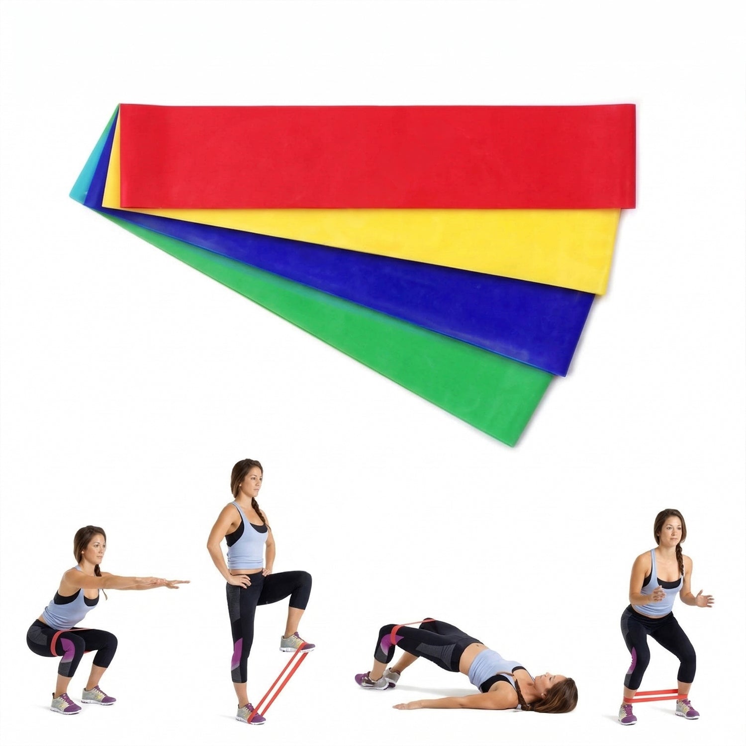 Premium Elastic Resistance Exercise Bands  Belt Set (5 Pc)