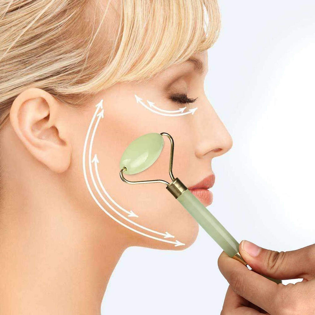 Premium Dual Head Jade Stone Face Roller  Gua Sha Massage Tool Set (1 Pc)
