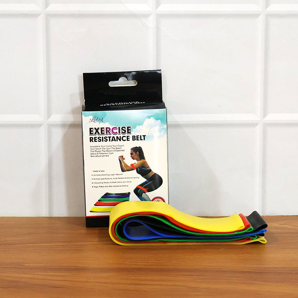 Premium Elastic Resistance Exercise Bands  Belt Set (5 Pc)