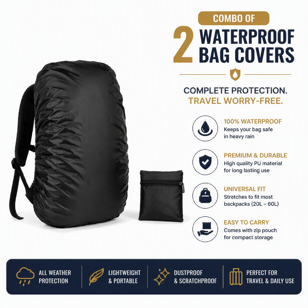 🎒Waterproof Backpack Rain Cover Combo | Monsoon Rain Protection for Men and Women