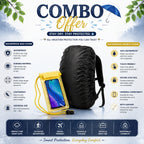 Waterproof Backpack Rain Cover & Waterproof Mobile Pouch Combo | Dustproof Bag Cover with Phone Cover | Monsoon , Travel, Trekking, School & Bike Rain Protection